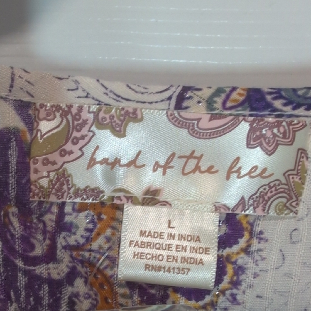 Band the Free Mirabelle Cream and Purple Cropped Blouse Size Large - Picture 3 of 11